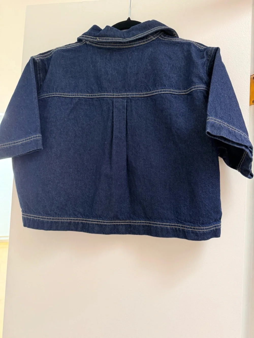 ZARA Dark Indigo Denim Cropped top with Patch Pockets - Picture 3 of 3